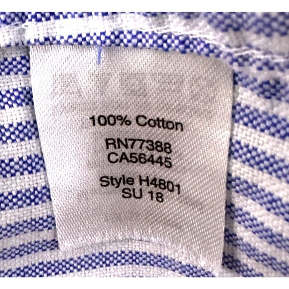 J Crew  Short Sleeve Blue‎ Striped Whale Embroidered Button Down Shirt Size Med - Picture 11 of 14